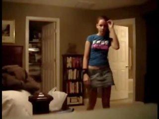 Spycam Records damsel In Jeans Skirt Stripping