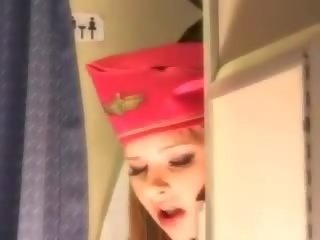 Beguiling stjuardesë merr i freskët spermë aboard