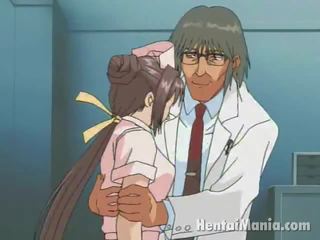 Elegant anime sykepleier får stor mugger teased og våt crack humped av den vellystig intern