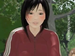 Špinavé 9d anime mladý samice sať manhood vonku