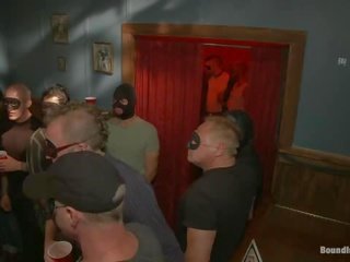 Captured Stud Is brutally used In A Bar Full Of randy Masked Men