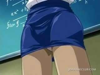 Anime school- leraar in kort rok speelfilmen poesje