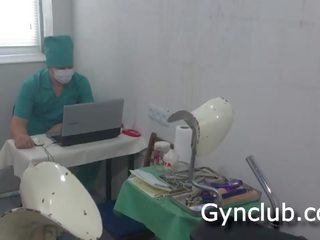 Examination on the gynecological chair of a dildo and a alat vibrator (04)