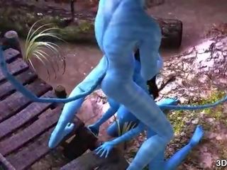 Avatar печиво анал трахкав по величезний синій phallus