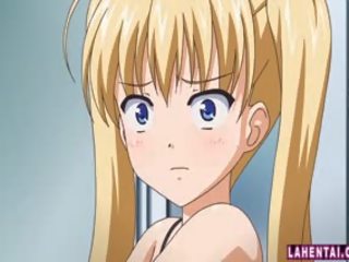 Cô gái tóc vàng hentai thiếu niên được cô ấy mưa âm hộ bơm sâu