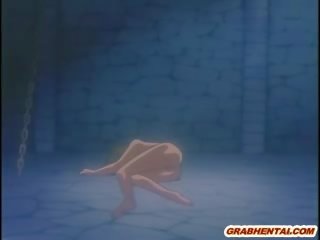 Manga prisoner girl in chains gets fucked by a knight down in the slave chamber