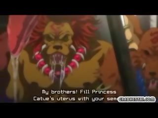 Acorrentada mamalhuda hentai princesa gangbanged por monsters