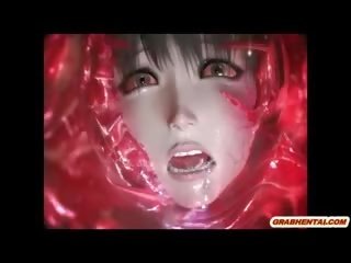 3d anime fanget av monster tentacles og sugd bigcock