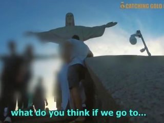 Grand قذر فيديو مع ل البرازيلي دعوة فتاة التقطت فوق من christ ال redeemer في ريو دي janeiro