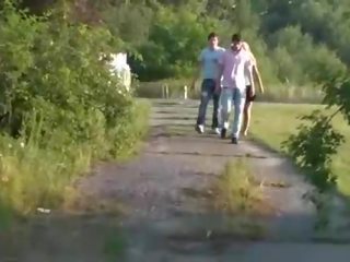 Pretty teen public street orgy gangbang