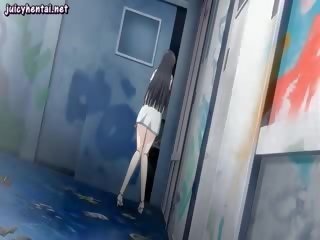 Dark haired hentai young female gets jizzload
