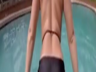 贾斯汀 sane 他妈的 色情明星 贝利 布鲁克 在 该 pool&period; 他 填充 她的 的阴户 同 大 附带 和 让 它 drip 出 在 该 水