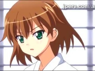 Sterczące drobne anime nastolatka dostaje wymuszony przez grown-up perv